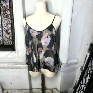 Vintage femme de nuit sheer floral  cami top L